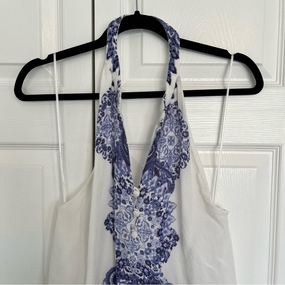 O'Neill Journey Blue and Ivory Print Halter Dress Size M - Picture 4 of 6
